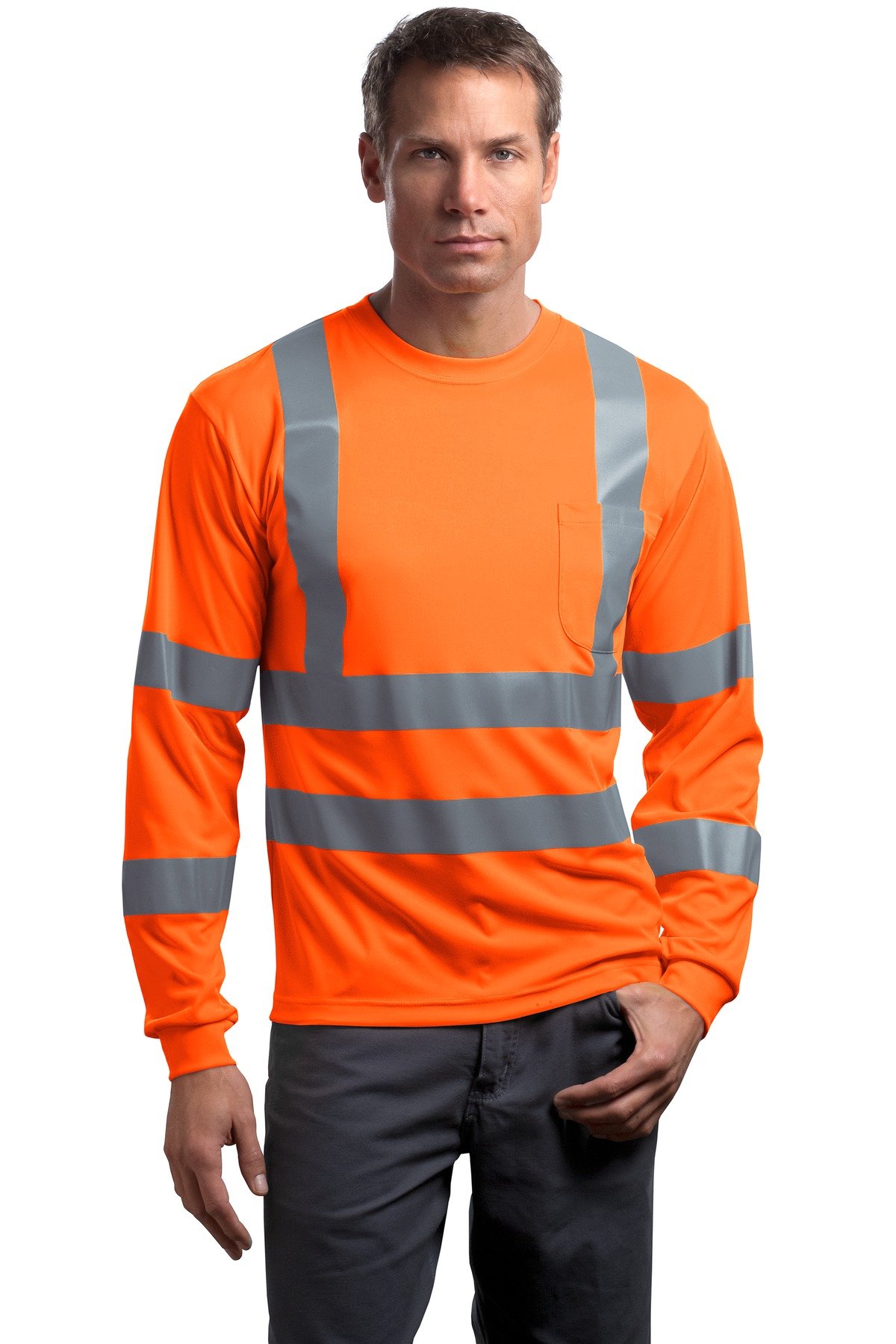 CornerStone ® - ANSI 107 Class 3 Long Sleeve Snag-Resistant Reflective T-Shirt. CS409 - Custom This Design