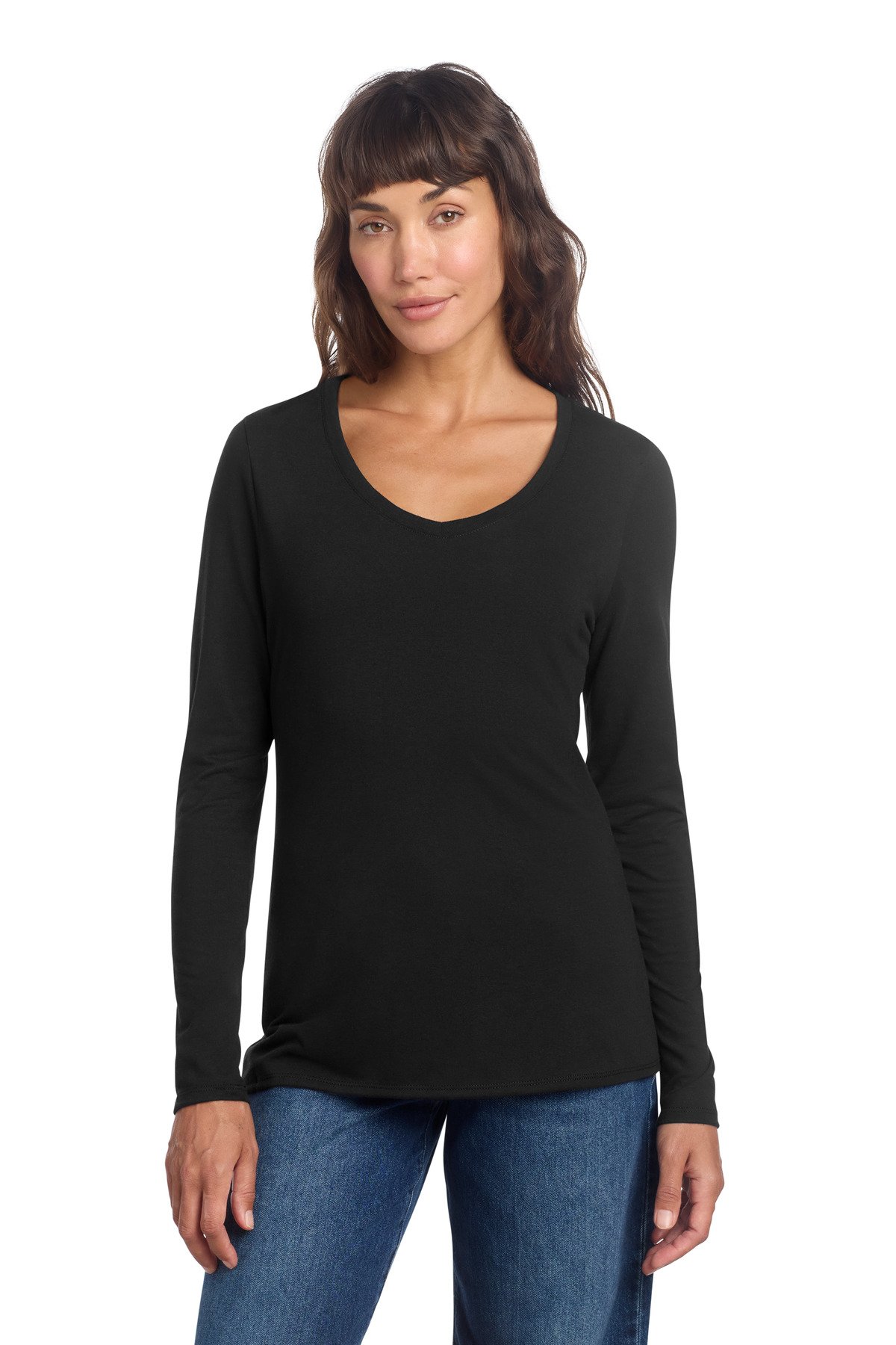 District ® Women's Perfect Tri ® Long Sleeve V-Neck Tee DT135 - Custom This Design