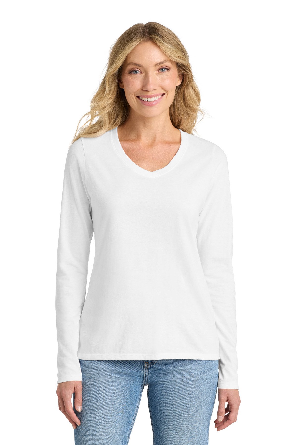 Port & Co  Women's Long Sleeve Fan Favorite V-Neck Tee. LPC450VLS - Custom This Design
