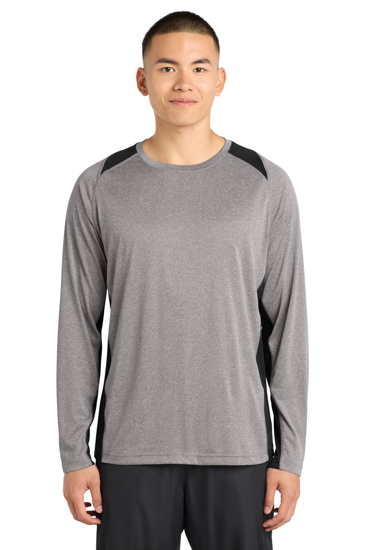 Sport-Tek ® Long Sleeve Heather Colorblock Contender  Tee. ST361LS - Custom This Design