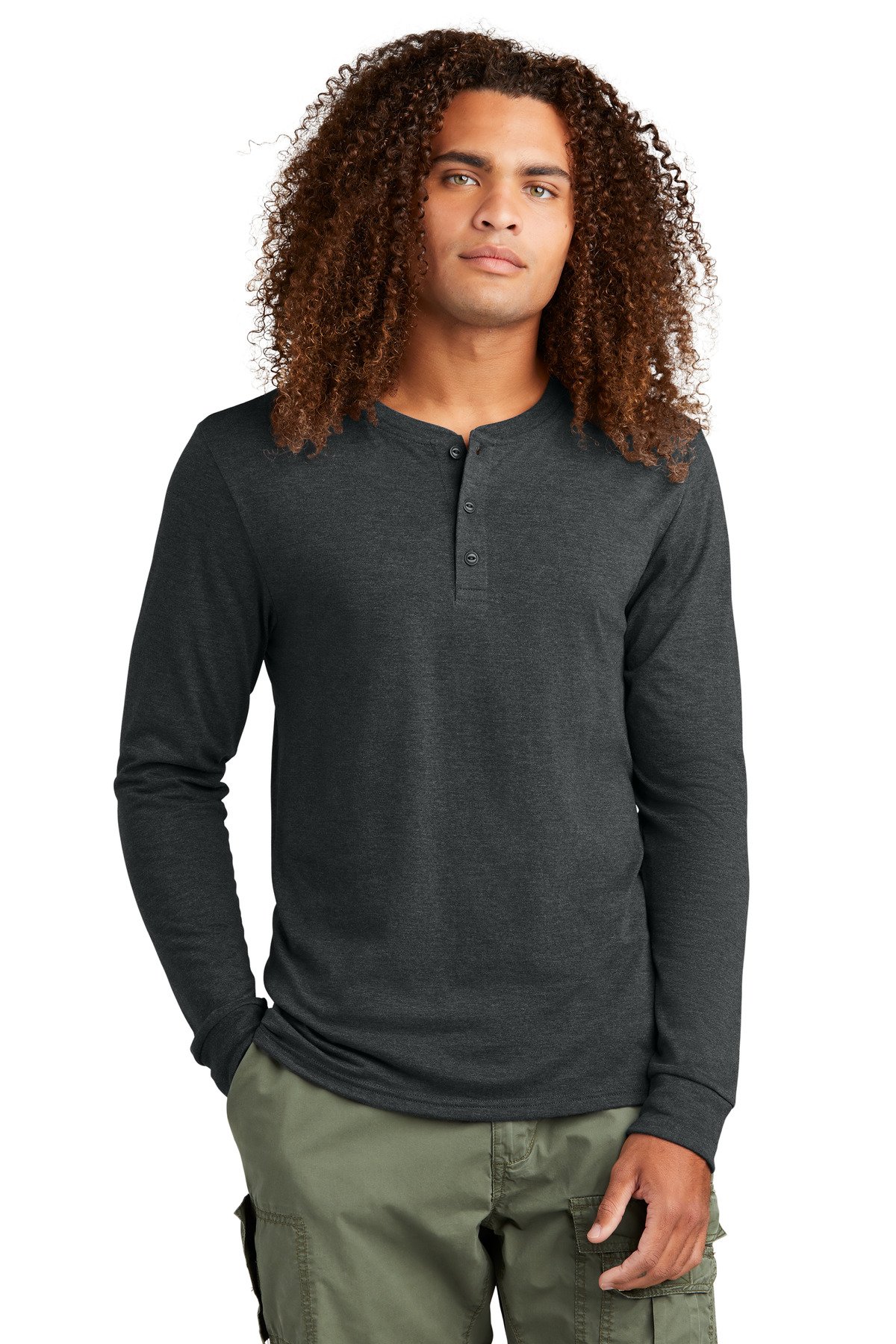 District ® Perfect Tri ® Long Sleeve Henley DT145 - Custom This Design